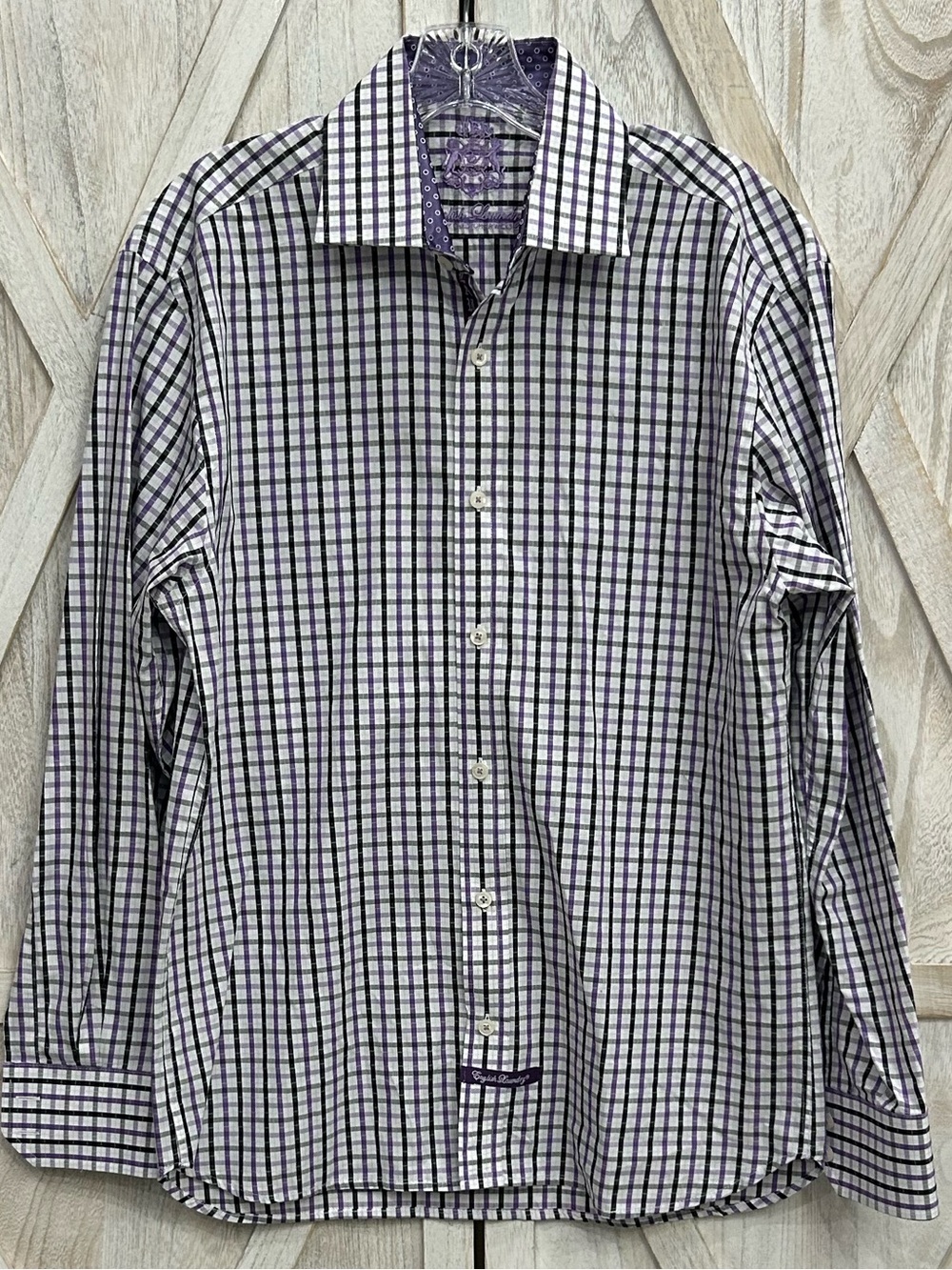 English Laundry Shirt by Christopher Wicks Men’s M 15.5 32/33 Purple Long-Sleeve
